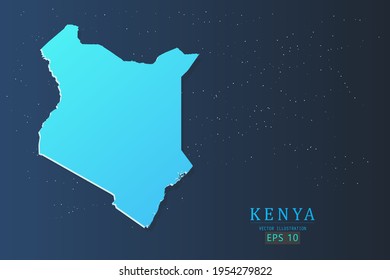 Mapa de Kenia - Mapa Mundial Plantilla vectorial internacional con 3d, color azul gradiente y estrellas aisladas en el fondo de la galaxia - Ilustración vectorial 10