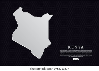 Kenya Map - World Map International vector template with White Color isolated on hexagon background - Vector illustration eps 10
