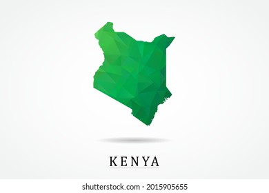 Kenya Map - World Map International vector template, low polygon style with green color isolated on white background - Vector illustration eps 10