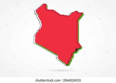Mapa de Kenia - Mapa Mundial Plantilla vectorial Internacional con bosquejo rojo, verde y negro aislado en fondo blanco - Ilustración vectorial 10