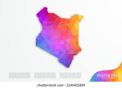 Kenya Map - Weltkarte Internationale Vektorgrafik-Vorlage mit Polygonstil und Farbverlauf-Farbverlauf-Farbverlauf einzeln auf weißem Hintergrund für Website, Design, Infografik - Vektorgrafik eps10