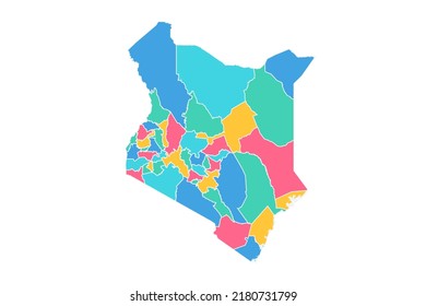 Kenya Map - World Map International vector template with High detailed including blue, green, pink, and yellow outline color isolated on white background - Vector illustration eps 10