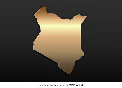 Kenya Map - World map International vector template with 3D, gold luxury style including shadow on black background for design, education, website, infographic - Vector illustration eps 10