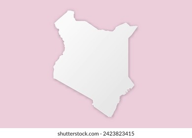 Kenya Map - World map International vector template with paper cut style including shadow and white color on pink background for design, education, website - Vector illustration eps 10