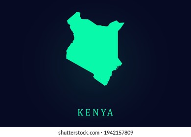 Kenya Map - World map vector template with green color gradient isolated on dark background - Vector illustration eps 10