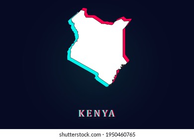 Kenya Map - World map vector template with Unique Design Abstract Digital Glitch and 3d  including blue, red and white color isolated on dark background - Vector illustration eps 10