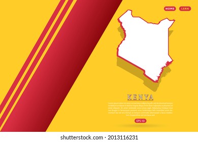 Kenya Map - World map vector template with isometric style including shadow, white and red color on yellow background for website, infographic, banner - Vector illustration eps 10