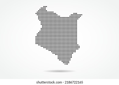 Kenya Map - World map vector template with Black pixel, grid, grunge, halftone style isolated on white background for education, infographic, design, banner - Vector illustration eps 10