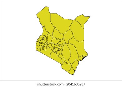 Kenya-Karte, gelbe Farbe auf weißem Hintergrund