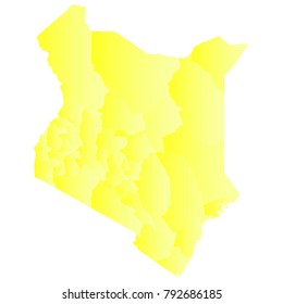 kenya map - yellow geometric rumpled triangular style gradient graphic background . Vector illustration eps 10.
