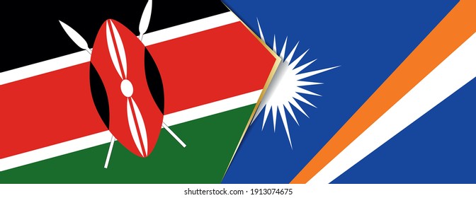 Kenya and Marshall Islands flags, two vector flags symbol of relationship or confrontation.