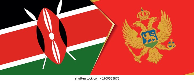 Banderas de Kenia y Montenegro, dos banderas vectoriales símbolo de relación o enfrentamiento.