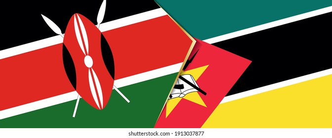 Kenya and Mozambique flags, two vector flags symbol of relationship or confrontation.