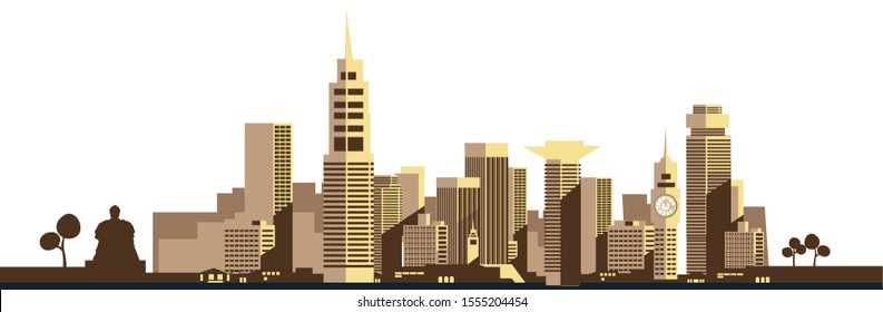 Kenya, Nairobi City Skyline Vector Illustration