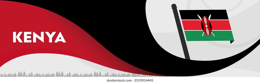 Kenya national day banner with Kenyan flag theme background with geometric abstract retro modern design. Triangles Vector Illustration