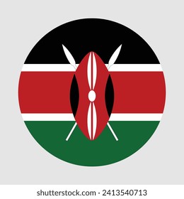 Kenia Nationalflagge Vektorsymbol Design. Kenia-Ringflagge. Runde der Flagge Kenias.
