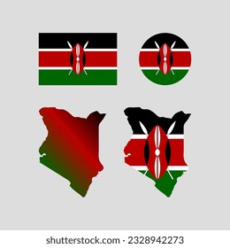 Mapa nacional de Kenia y vectores de bandera establecidos......