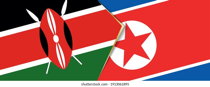 Banderas de Kenia y Corea del Norte, dos banderas vectoriales símbolo de relación o confrontación.