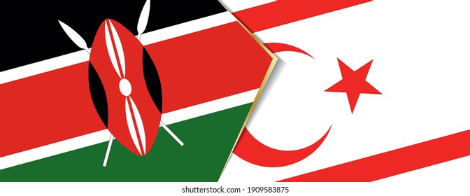 Kenya and Northern Cyprus flags, two vector flags symbol of relationship or confrontation.