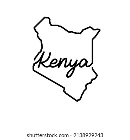 Kenya outline map with the handwritten country name. Continuous line drawing of patriotic home sign. A love for a small homeland. T-shirt print idea. Vector illustration.