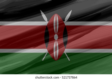 Kenya painted / drawn vector flag. Dramatic, unusual look. Vector file contains flag and texture layers
