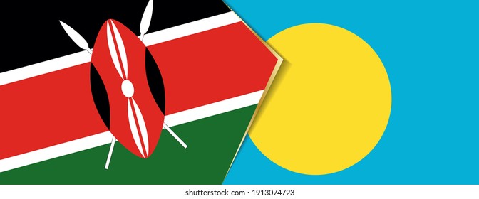 Kenya and Palau flags, two vector flags symbol of relationship or confrontation.