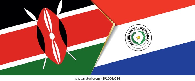 Kenya and Paraguay flags, two vector flags symbol of relationship or confrontation.