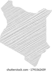 Kenya - pencil scribble sketch silhouette map of country area with dropped shadow. Simple flat vector illustration.