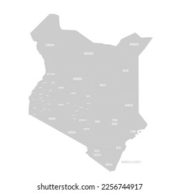 Mapa político de las divisiones administrativas de Kenia