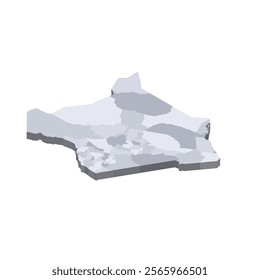 Kenya political map of administrative divisions - counties. 3D isometric blank vector map in shades of grey.