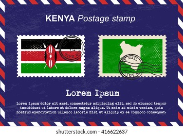 Kenya postage stamp, postage stamp, vintage stamp, air mail envelope.