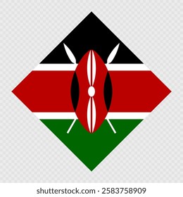 Kenya rhombus flag. Vector illustration.