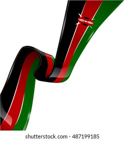  kenya ribbon flag on white background