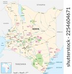 kenya road, national park and national reserve map