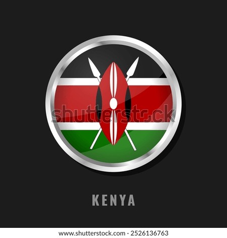 Kenya round framed national flag. Circular glossy flag of Kenya.