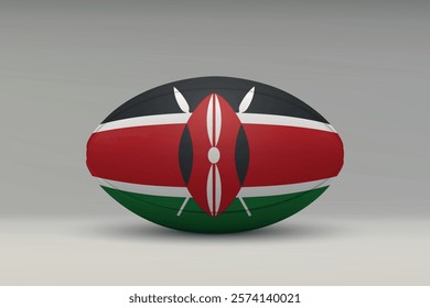 Kenya rugby ball featuring the national flag design on a gray background