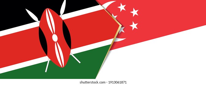 Kenya and Singapore flags, two vector flags symbol of relationship or confrontation.