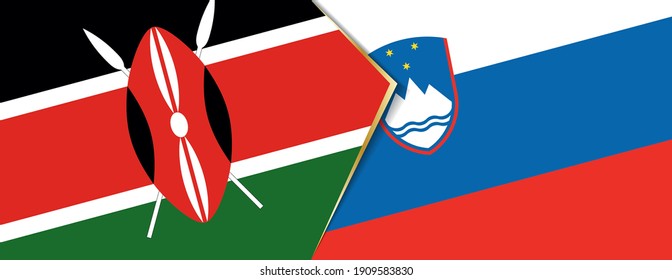 Kenya and Slovenia flags, two vector flags symbol of relationship or confrontation.