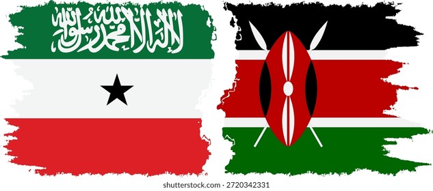 Conexão com bandeiras do Quênia e da Somalilândia grunge, vetor