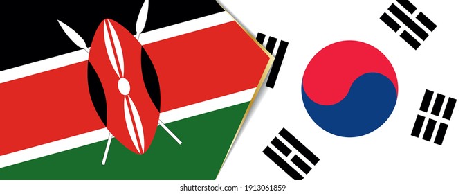 Kenya and South Korea flags, two vector flags symbol of relationship or confrontation.