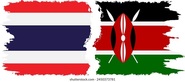 Kenya and Thailand grunge flags connection, vector