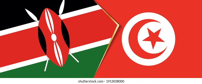 Banderas de Kenia y Túnez, dos banderas vectoriales símbolo de relación o confrontación.