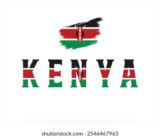 KENYA Typography with National flag on a white background, Editable vector design of KENYA typography with flag, Independence Day Design, KENYA day design, National Flag of KENYA, Jamhuri Day Design