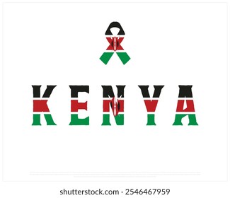 KENYA Typography with ribbon flag on a white background, Editable vector design of KENYA typography with flag, Independence Day Design, KENYA day design, National Flag of KENYA, Jamhuri Day Design
