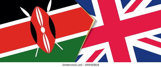 Banderas de Kenya y del Reino Unido, dos banderas vectoriales símbolo de relación o enfrentamiento.