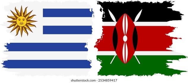 Kenia y Uruguay: conexión de banderas grunge, Vector