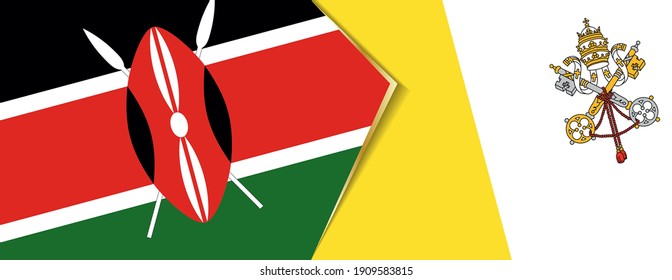 Kenya and Vatican City flags, two vector flags symbol of relationship or confrontation.
