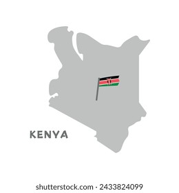 Kenya vector map with the flag inside. Map of the Kenya with the national flag isolated on white background. Vector illustration