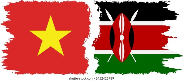 Kenya and Vietnam grunge flags connection, vector