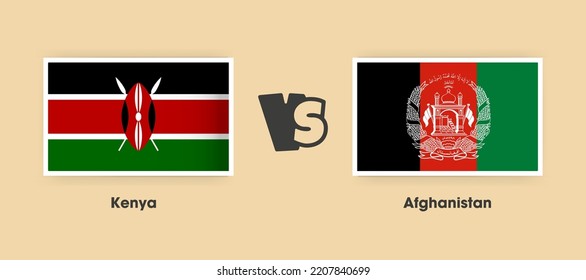 Kenya vs Afghanistan flags placed side by side. Creative stylish national flags of Kenya vs Afghanistan with background